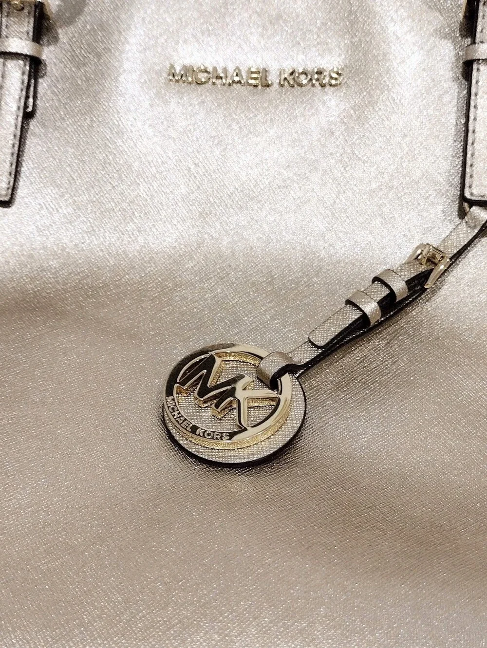 Michael Kors Metallic Gold Tote with Logo Charm
